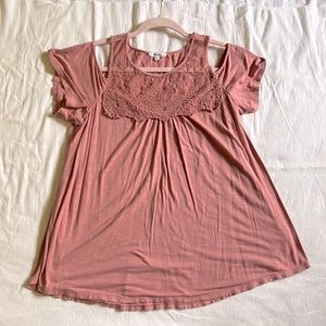 Maurices Cold Shoulder Short Sleeve Top in Mauve